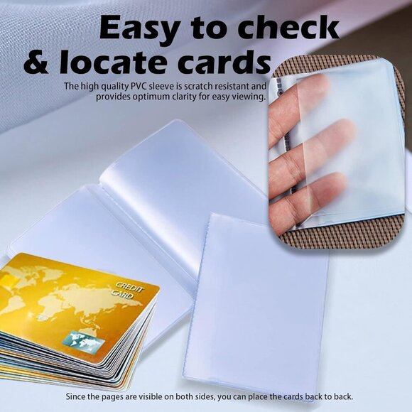 Plastic Wallet Insert Credit Card Holder Transparent 10 page 20 slots, 2 Pack - Picture 5 of 8